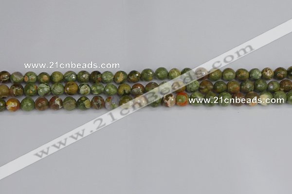 CRH526 15.5 inches 4mm faceted round rhyolite beads wholesale