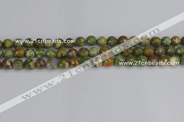 CRH528 15.5 inches 8mm faceted round rhyolite beads wholesale