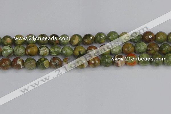 CRH530 15.5 inches 12mm faceted round rhyolite beads wholesale