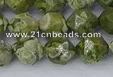 CRH537 15.5 inches 10mm faceted nuggets rhyolite gemstone beads