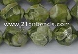 CRH538 15.5 inches 12mm faceted nuggets rhyolite gemstone beads