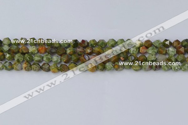 CRH541 15.5 inches 6mm faceted nuggets rhyolite beads wholesale