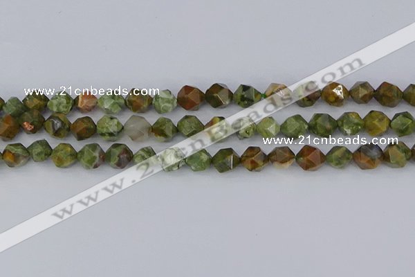 CRH542 15.5 inches 8mm faceted nuggets rhyolite beads wholesale