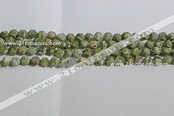 CRH554 15.5 inches 8mm faceted nuggets matte rhyolite gemstone beads