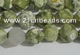 CRH555 15.5 inches 10mm faceted nuggets matte rhyolite gemstone beads