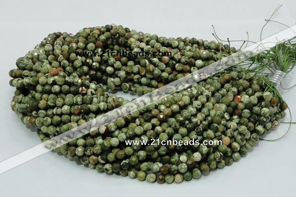 CRH56 15.5 inches 8mm faceted round rhyolite beads wholesale