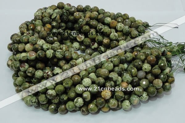CRH58 15.5 inches 12mm faceted round rhyolite beads wholesale