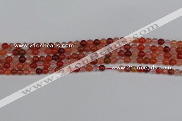 CRH600 15.5 inches 4mm round red rabbit hair quartz beads