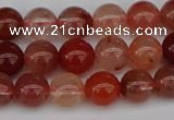 CRH601 15.5 inches 6mm round red rabbit hair quartz beads