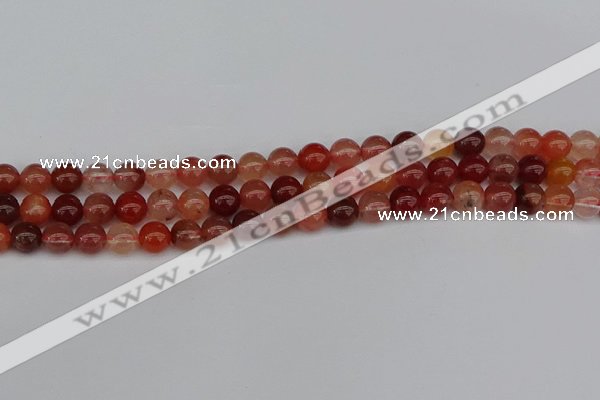 CRH601 15.5 inches 6mm round red rabbit hair quartz beads