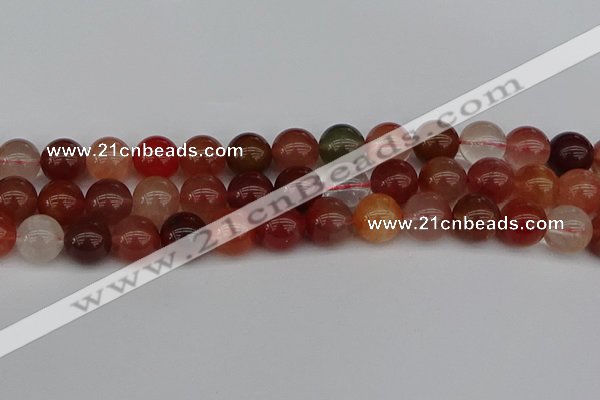 CRH604 15.5 inches 12mm round red rabbit hair quartz beads