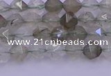 CRH611 15.5 inches 6mm faceted nuggets green rabbit hair beads