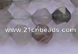 CRH613 15.5 inches 10mm faceted nuggets green rabbit hair beads