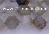 CRH614 15.5 inches 12mm faceted nuggets green rabbit hair beads