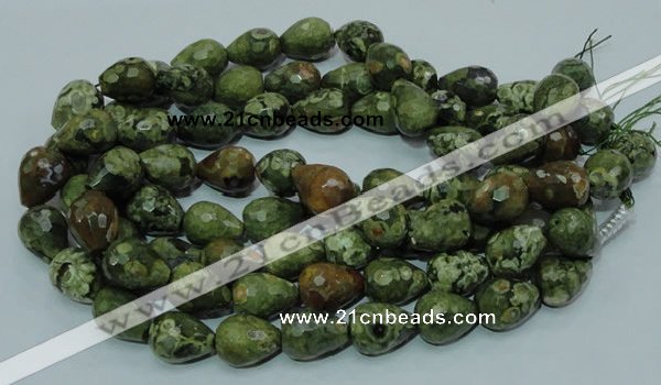 CRH65 15.5 inches 15*20mm faceted teardrop rhyolite beads wholesale