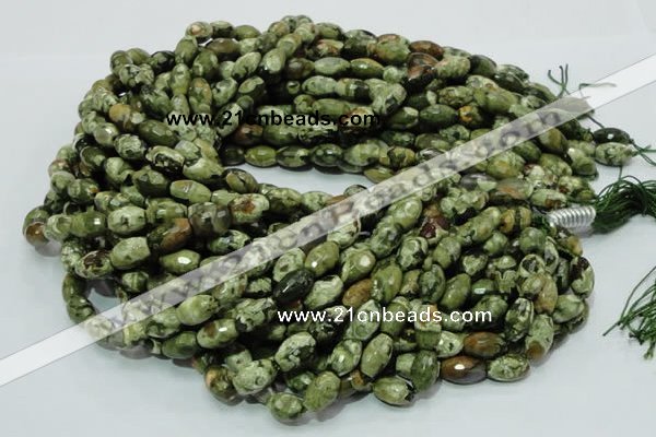 CRH66 15.5 inches 7*11mm faceted rice rhyolite beads wholesale