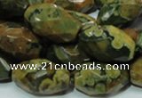 CRH69 15.5 inches 15*25mm faceted rice rhyolite beads wholesale