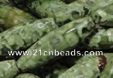 CRH71 15.5 inches 12*40mm faceted rice rhyolite beads wholesale