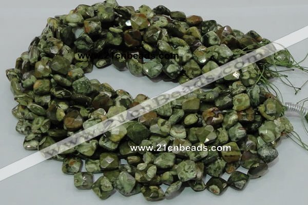 CRH73 15.5 inches 12*12mm faceted rhombic rhyolite beads wholesale