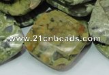 CRH77 15.5 inches 30*30mm faceted rhombic rhyolite beads wholesale