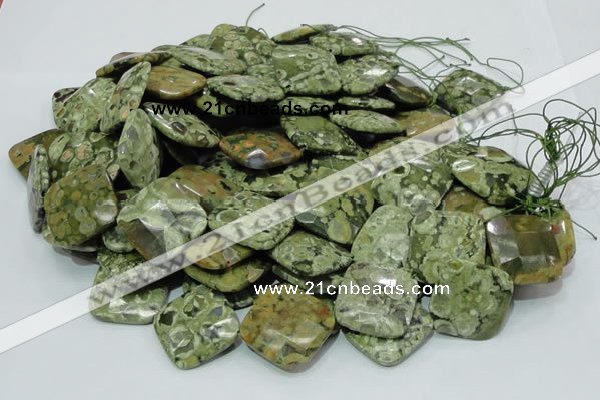 CRH77 15.5 inches 30*30mm faceted rhombic rhyolite beads wholesale