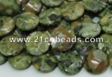 CRH84 15.5 inches 12mm faceted flat round rhyolite beads wholesale