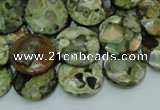 CRH86 15.5 inches 16mm faceted flat round rhyolite beads wholesale