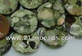 CRH87 15.5 inches 20mm faceted flat round rhyolite beads wholesale