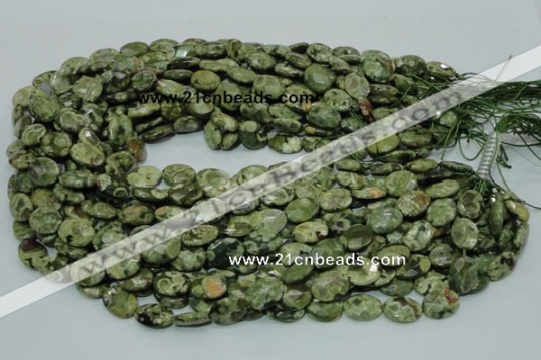 CRH89 15.5 inches 10*14mm faceted oval rhyolite beads wholesale