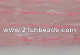 CRI02 15.5 inches 10*30mm faceted rice rose quartz beads wholesale