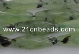 CRI07 15.5 inches 10*30mm faceted rice green rutilated quartz beads