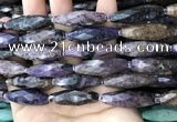 CRI114 15.5 inches 10*30mm faceted rice charoite gemstone beads