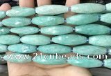 CRI120 15.5 inches 10*30mm faceted rice amazonite gemstone beads