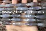 CRI125 15.5 inches 10*30mm faceted rice grey agate gemstone beads