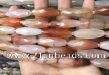 CRI126 15.5 inches 10*30mm faceted rice red agate gemstone beads