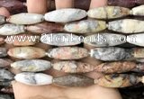 CRI127 15.5 inches 10*30mm faceted rice crazy lace agate beads