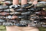 CRI141 15.5 inches 10*30mm faceted rice snowflake obsidian beads