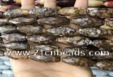 CRI150 15.5 inches 10*30mm faceted rice opal gemstone beads