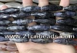 CRI152 15.5 inches 10*30mm faceted rice iolite gemstone beads