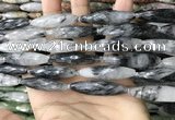 CRI155 15.5 inches 10*38mm faceted rice black rutilated quartz beads