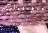 CRI303 15.5 inches 10*25mm rice strawberry quartz beads wholesale