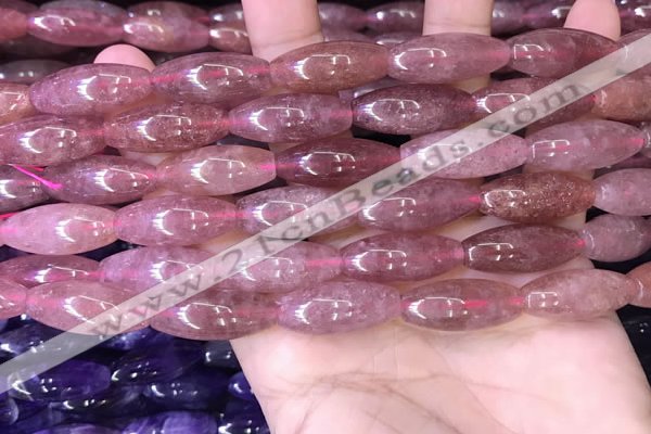 CRI303 15.5 inches 10*25mm rice strawberry quartz beads wholesale