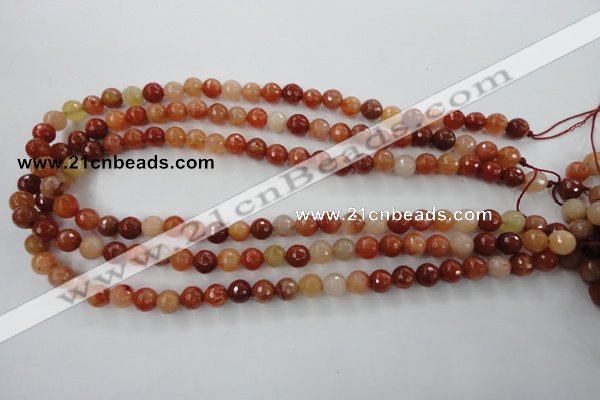 CRJ252 15.5 inches 8mm faceted round red jade gemstone beads