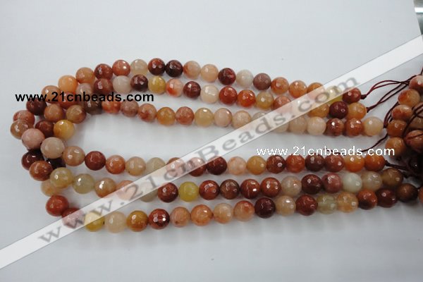 CRJ253 15.5 inches 10mm faceted round red jade gemstone beads