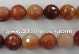 CRJ254 15.5 inches 12mm faceted round red jade gemstone beads