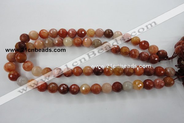 CRJ254 15.5 inches 12mm faceted round red jade gemstone beads