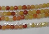 CRJ400 15.5 inches 4mm faceted round red & yellow jade beads