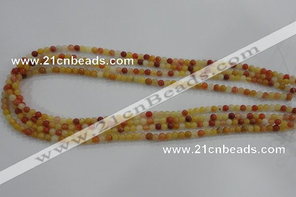 CRJ410 15.5 inches 4mm round red & yellow jade beads wholesale