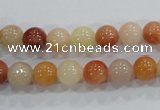 CRJ413 15.5 inches 8mm round red & yellow jade beads wholesale