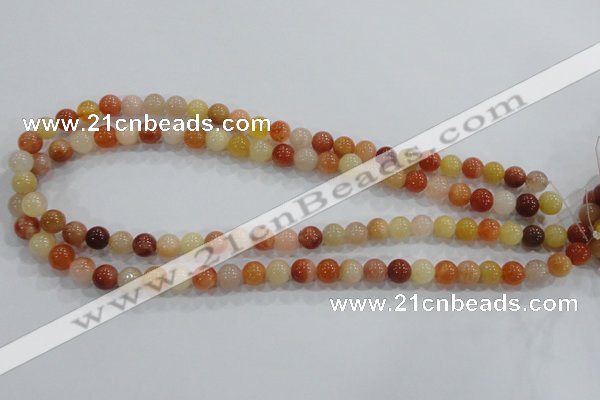 CRJ413 15.5 inches 8mm round red & yellow jade beads wholesale